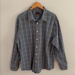 UNTUCKit Men’s Plaid Grey and Blue Long Sleeve Cotton Button Up Shirt Size XXL